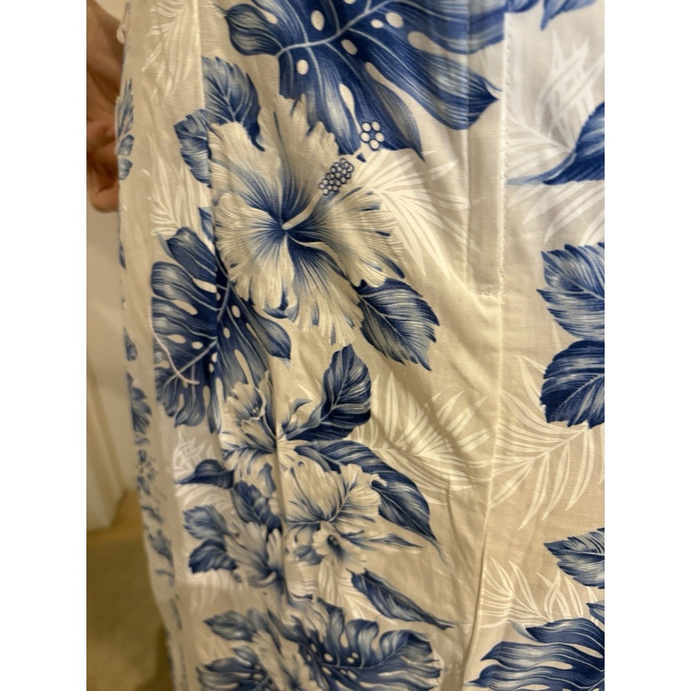 KY'S Made in Hawaii blue Floral 100% Cotton‎ ruffled Maxi Dress XL 3X  NWT - Picture 5 of 16